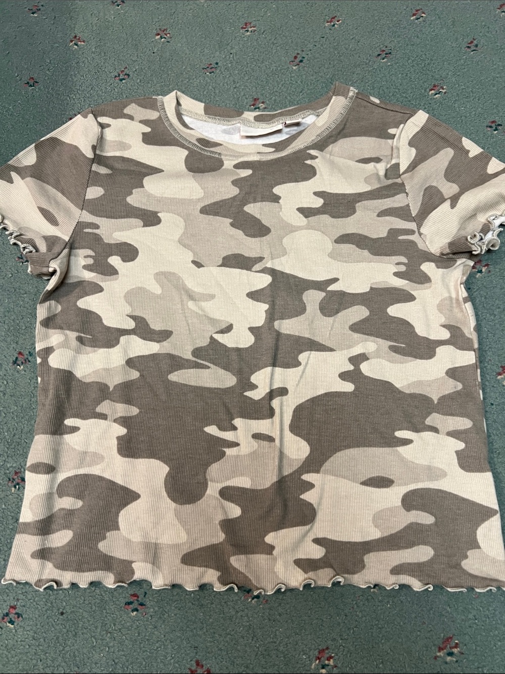 SO Beige & Taupe Camo Ribbed Short Sleeve Tee